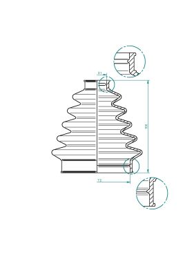 Joint-soufflet, arbre de commande