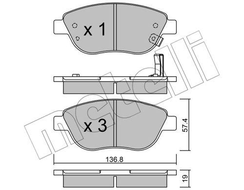 Kit de plaquettes de frein, frein à disque