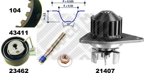 Pompe à eau + kit de courroie de distribution