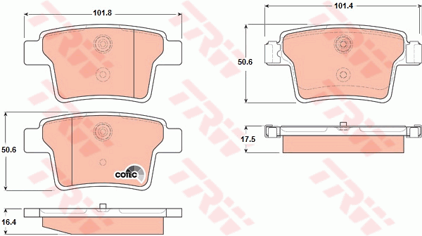 Kit de plaquettes de frein, frein à disque