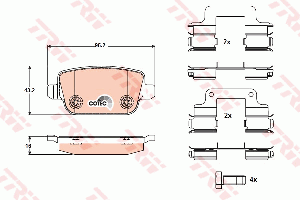 Kit de plaquettes de frein, frein à disque