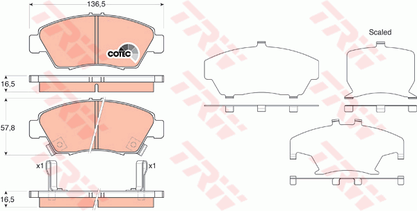 Kit de plaquettes de frein, frein à disque