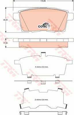 Kit de plaquettes de frein, frein à disque