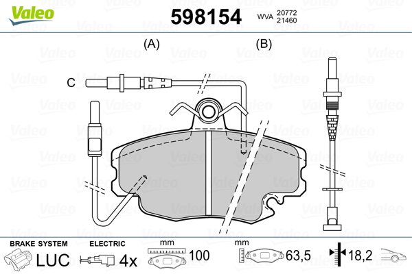 Kit de plaquettes de frein, frein à disque