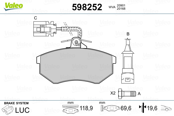 Kit de plaquettes de frein, frein à disque