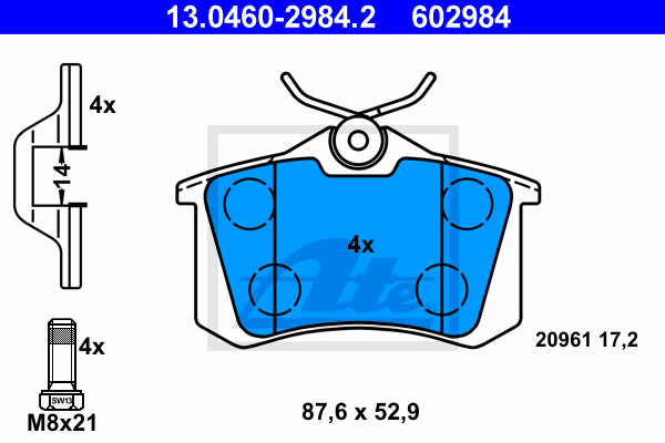 Kit de plaquettes de frein, frein à disque 13.0460-2740.2 ATE