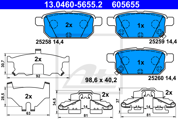 Kit de plaquettes de frein, frein à disque