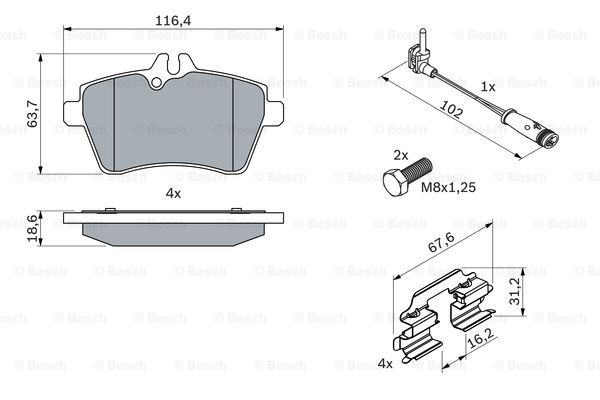 Kit de plaquettes de frein, frein à disque