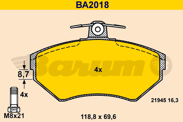 Kit de plaquettes de frein, frein à disque