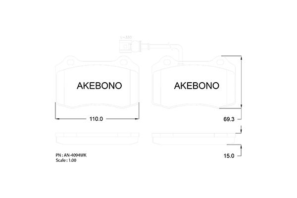 Kit de plaquettes de frein, frein à disque