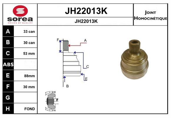 Jeu de joints, arbre de transmission