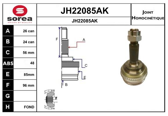 Jeu de joints, arbre de transmission