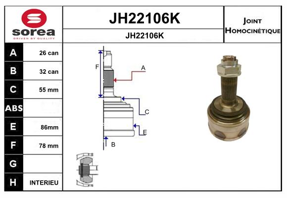 Jeu de joints, arbre de transmission