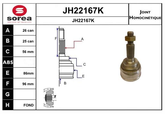 Jeu de joints, arbre de transmission