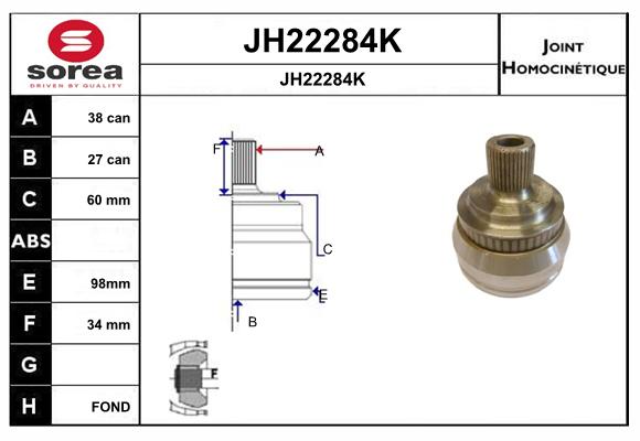 Jeu de joints, arbre de transmission