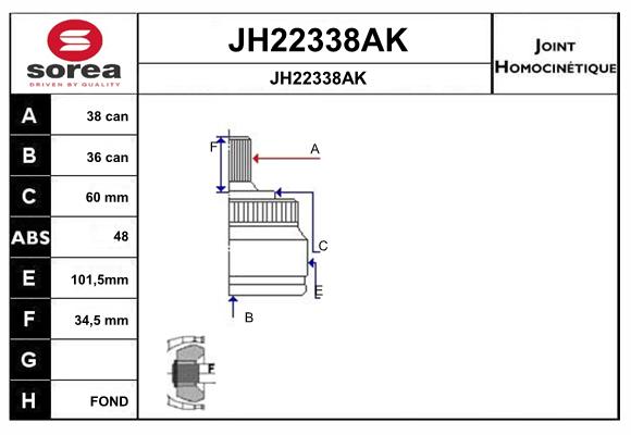 Jeu de joints, arbre de transmission