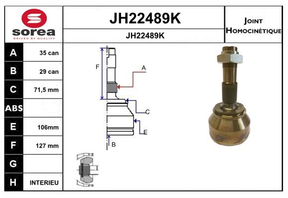 Jeu de joints, arbre de transmission