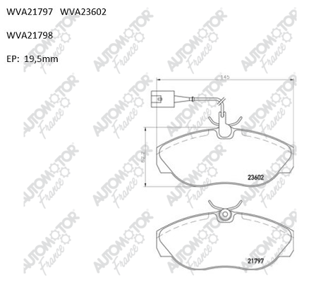 Kit de plaquettes de frein, frein à disque