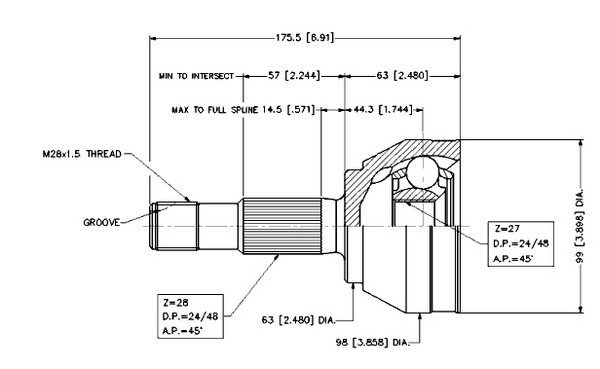 Jeu de joints, arbre de transmission