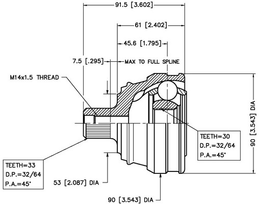 Jeu de joints, arbre de transmission