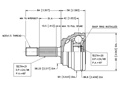 Jeu de joints, arbre de transmission