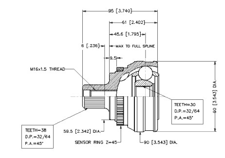 Jeu de joints, arbre de transmission