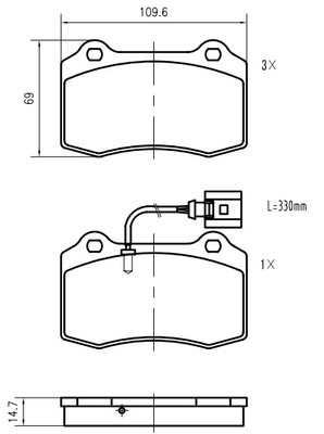 Kit de plaquettes de frein, frein à disque