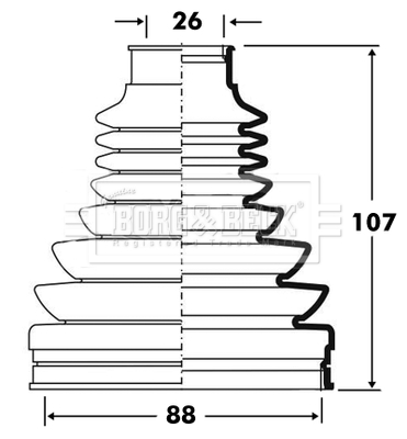 Joint-soufflet, arbre de commande