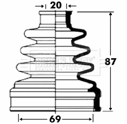 Joint-soufflet, arbre de commande