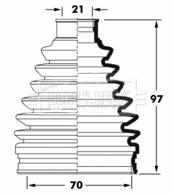 Joint-soufflet, arbre de commande