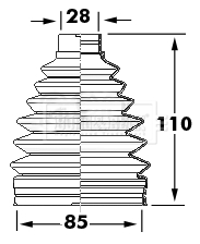 Joint-soufflet, arbre de commande