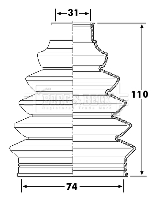 Joint-soufflet, arbre de commande