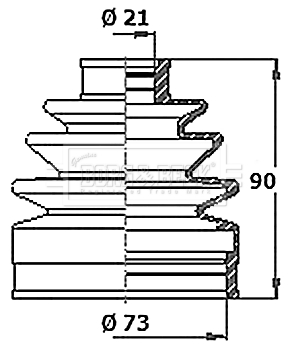 Joint-soufflet, arbre de commande