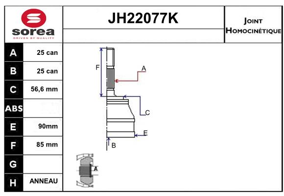 Jeu de joints, arbre de transmission