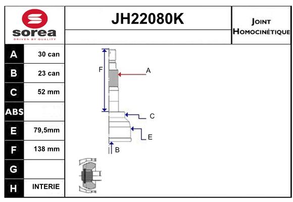 Jeu de joints, arbre de transmission