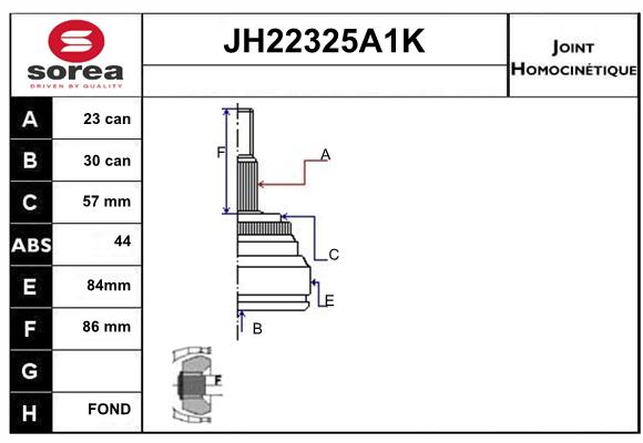 Jeu de joints, arbre de transmission