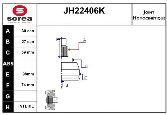 Jeu de joints, arbre de transmission