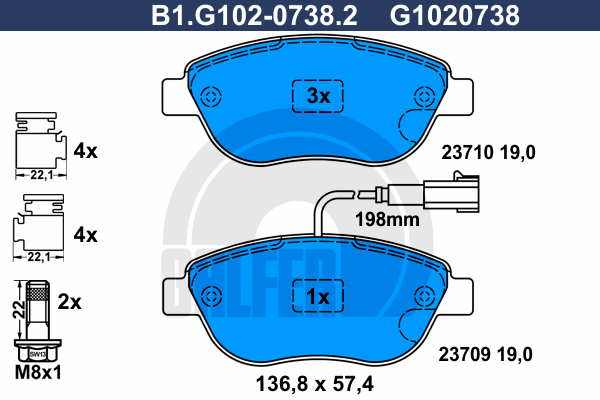 Kit de plaquettes de frein, frein à disque