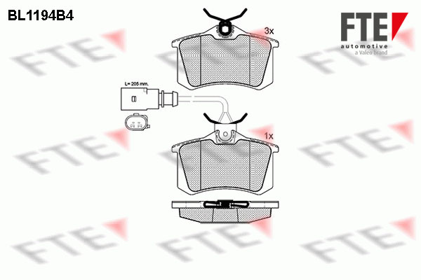 Kit de plaquettes de frein, frein à disque