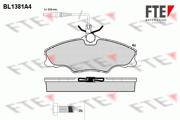 Kit de plaquettes de frein, frein à disque