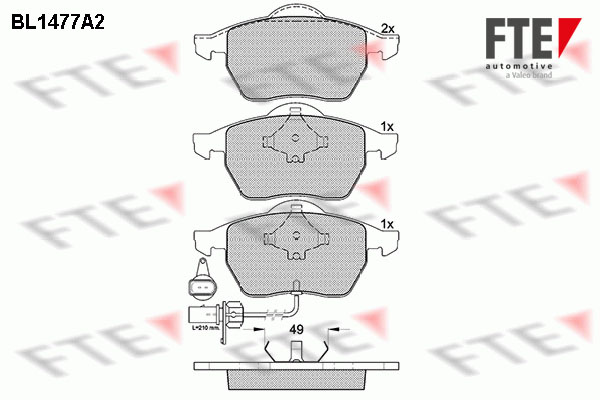 Kit de plaquettes de frein, frein à disque