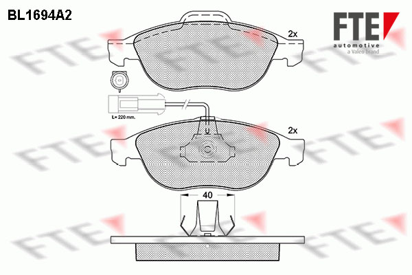 Kit de plaquettes de frein, frein à disque