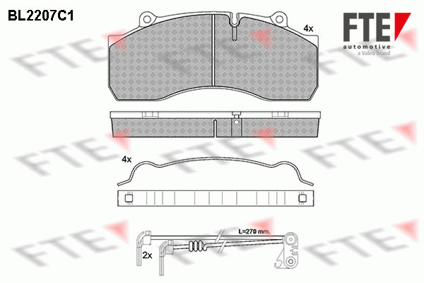 Kit de plaquettes de frein, frein à disque