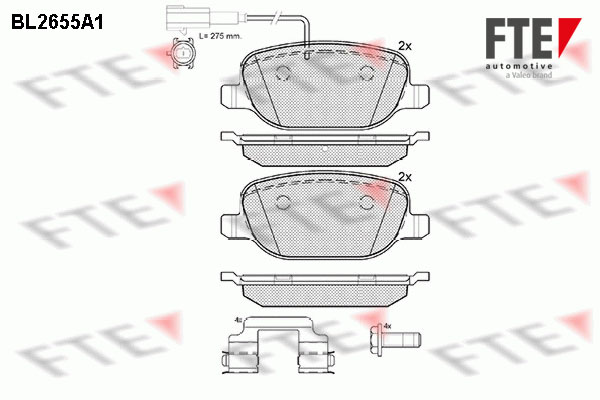 Kit de plaquettes de frein, frein à disque