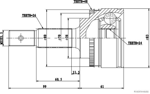 Jeu de joints, arbre de transmission