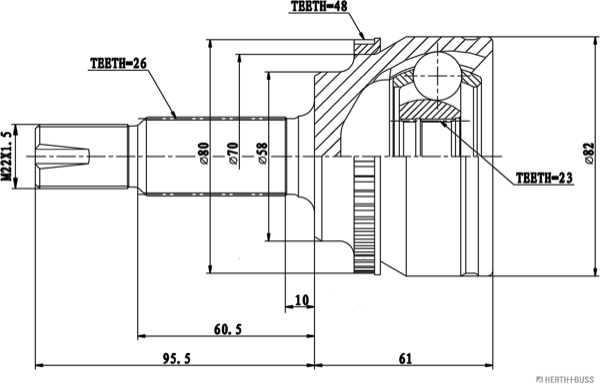 Jeu de joints, arbre de transmission