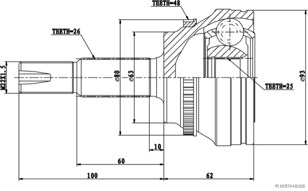 Jeu de joints, arbre de transmission