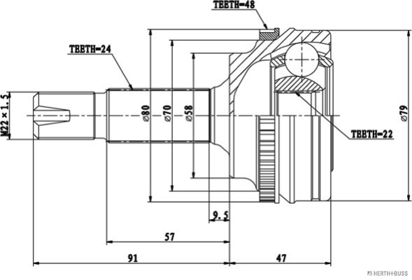 Jeu de joints, arbre de transmission