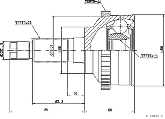 Jeu de joints, arbre de transmission