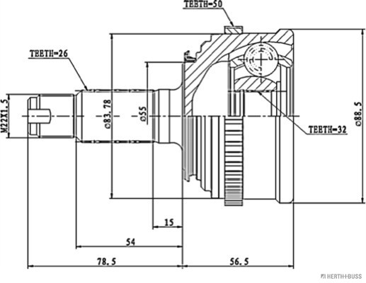 Jeu de joints, arbre de transmission